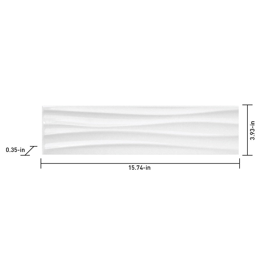 Satori Hudson Brilliant White Motion 4-in x 16-in Glossy Ceramic Wall Tile (0.43-sq. ft/ Piece)