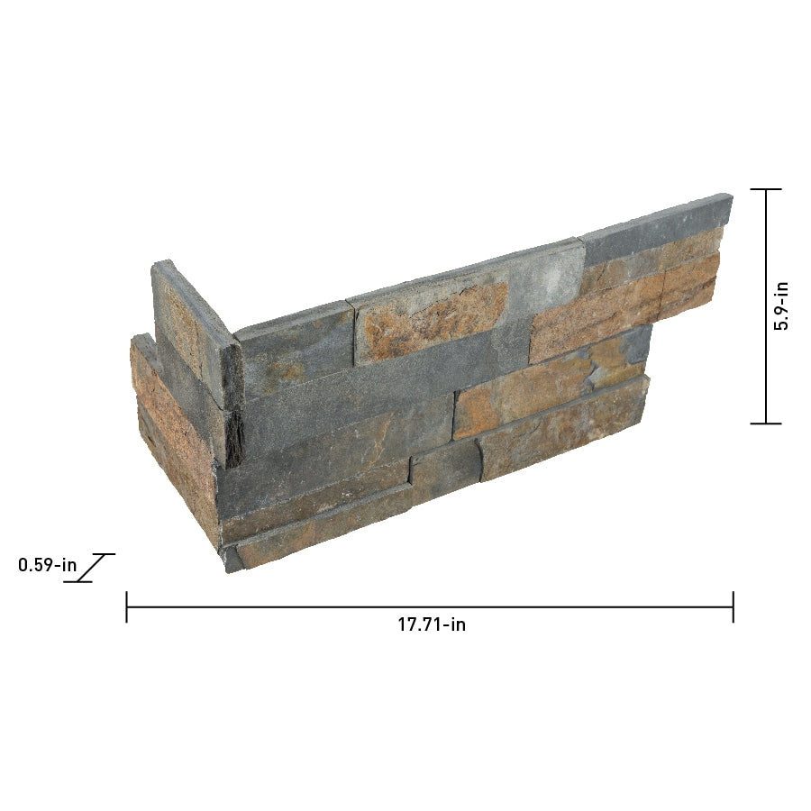 Satori Oxide Ledgestone Corner 6-in x 18-in Natural Stone Look Wall Tile (4.32-sq. ft/ Carton)