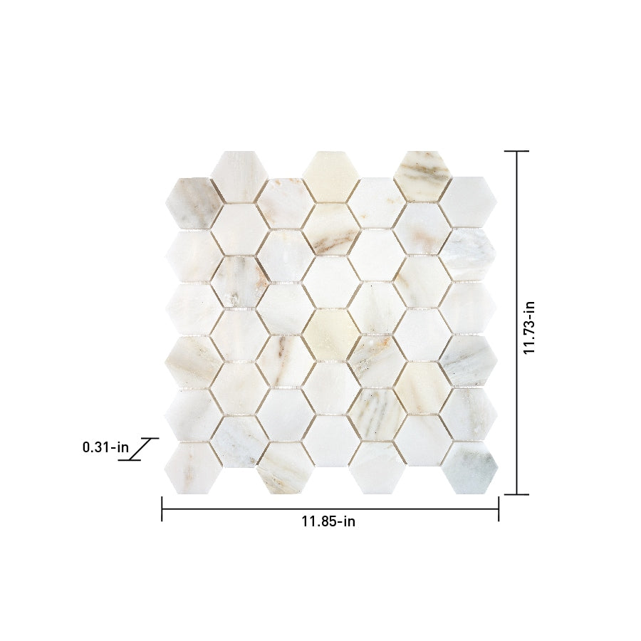 Satori Bianco Perla 12-in x 12-in Polished Natural Stone Look Hexagon Mosaic Floor and Wall Tile (0.96-sq. ft/ Piece)