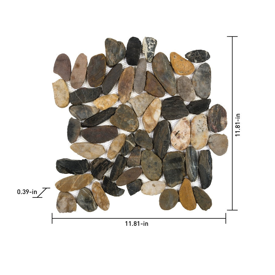 Satori River Rock Multicolor 13-in x 13-in Polished Natural Stone Mosaic Wall Tile (1-sq. ft/ Piece)