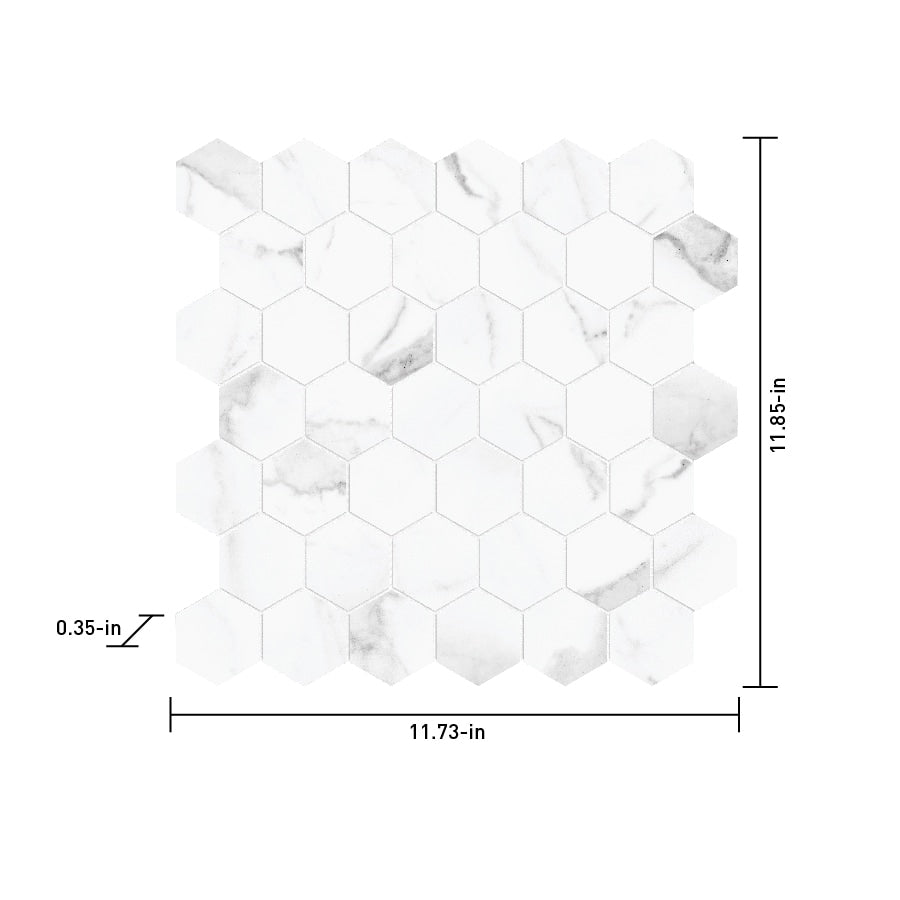 Satori Statuario 12-in x 12-in Polished Porcelain Hexagon Marble-Look Floor and Wall Tile, 0.96-sq ft per Piece