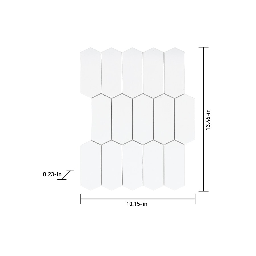 Satori Hudson Brilliant White Picket 12-in x 12-in Glossy Porcelain Mosaic Wall Tile