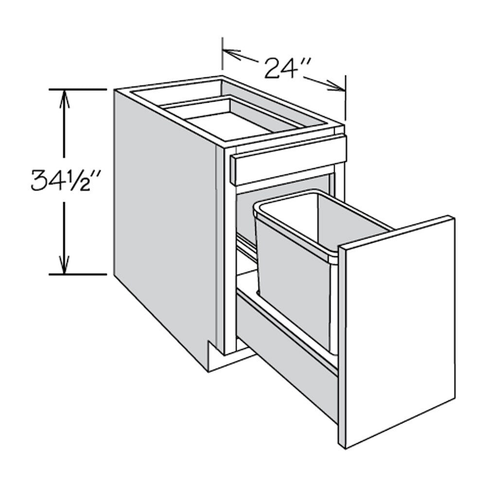 allen + roth Aveley 15-in W x 34.5-in H x 24-in D Linen 1-Drawer Pull-out Wastebasket Base Fully Assembled Cabinet (Flat Panel Shaker Style)