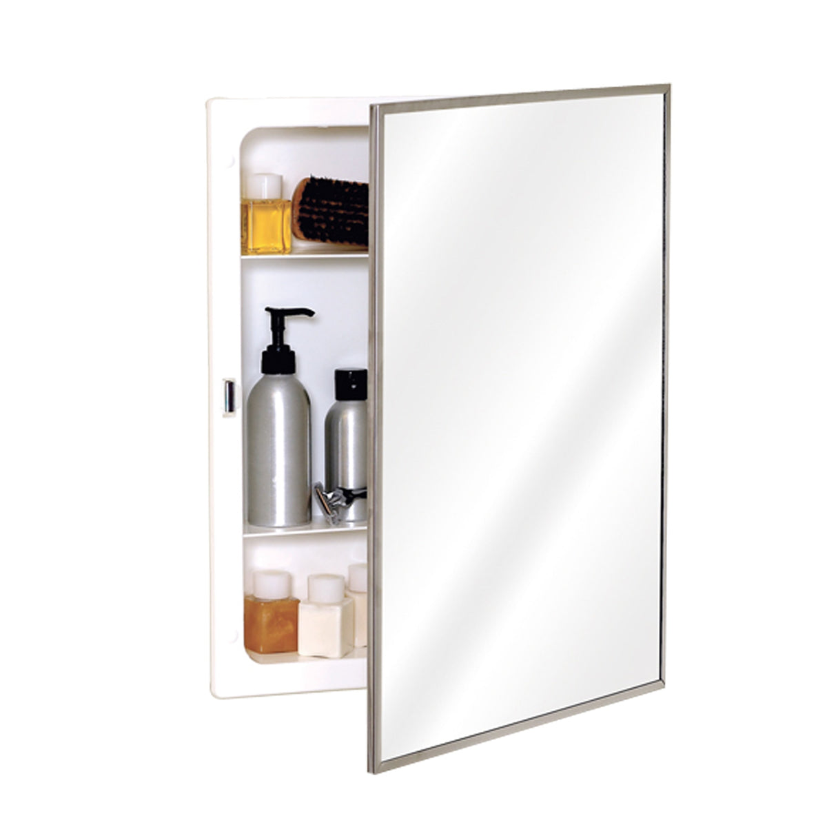 Project Source 16.13-in x 20.13-in Surface/Recessed Mount Stainless Steel Mirrored Medicine Cabinet