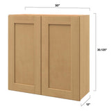 allen + roth Innsbrook 30-in W x 30.125-in H x 12-in D Rye Wall Fully Assembled Cabinet (Flat Panel Shaker Door Style)