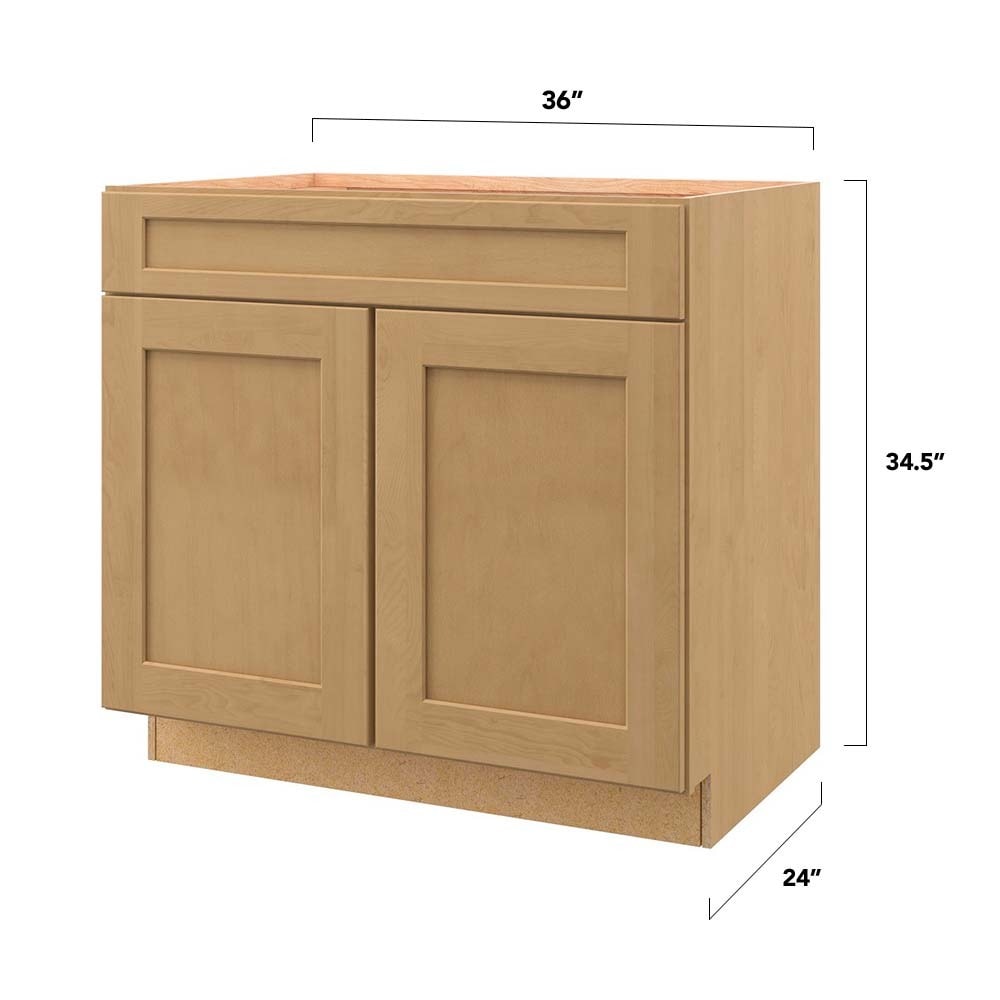 allen + roth Innsbrook 36-in W x 34.5-in H x 24-in D Rye 1-Drawer Base Fully Assembled Cabinet (Flat Panel Shaker Style)