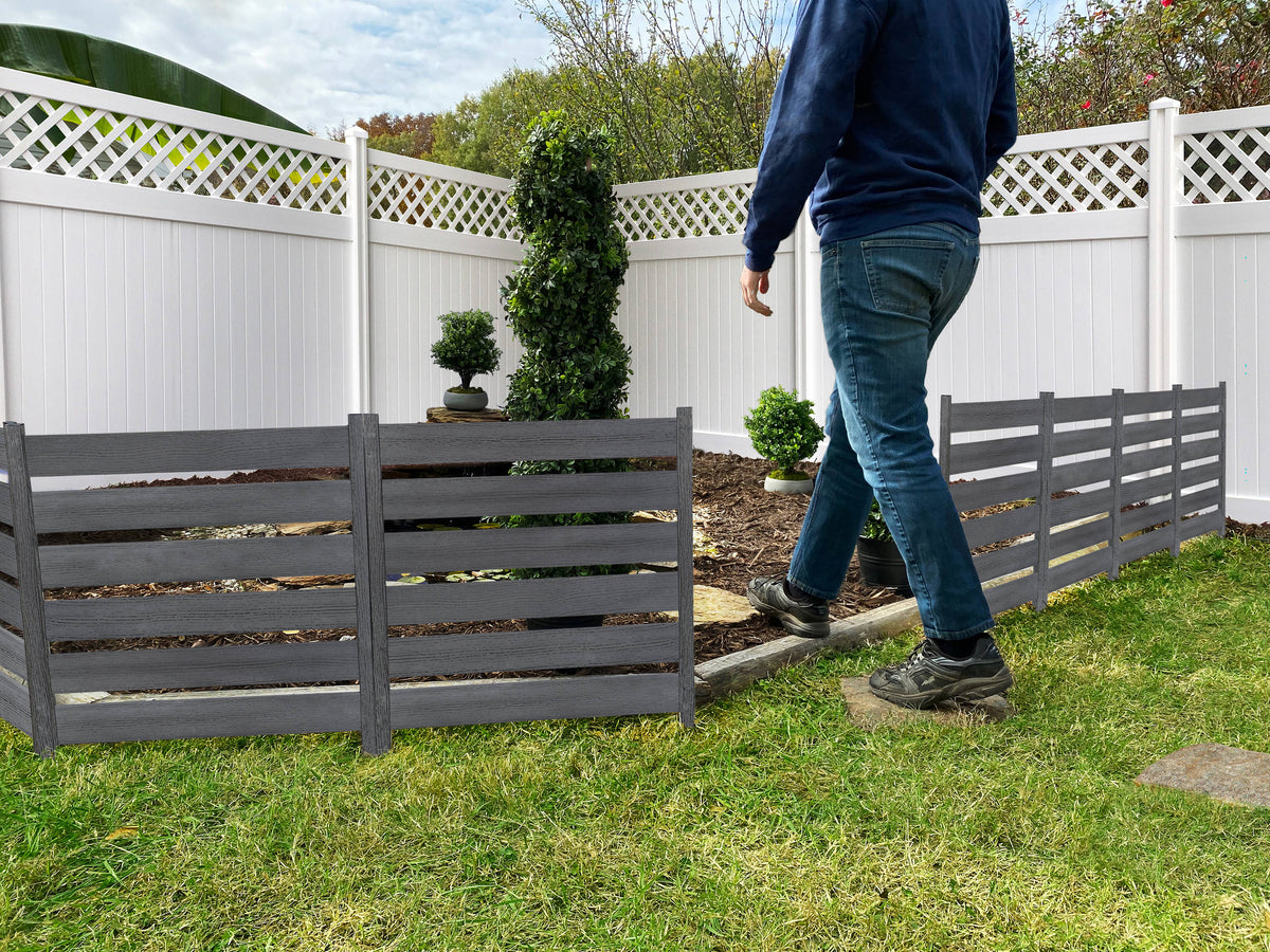Zippity Outdoor Products Maui 3 Panels 2-ft H x 2-ft W Charcoal Vinyl Square-top Fence Panel No Dig (Unassembled)