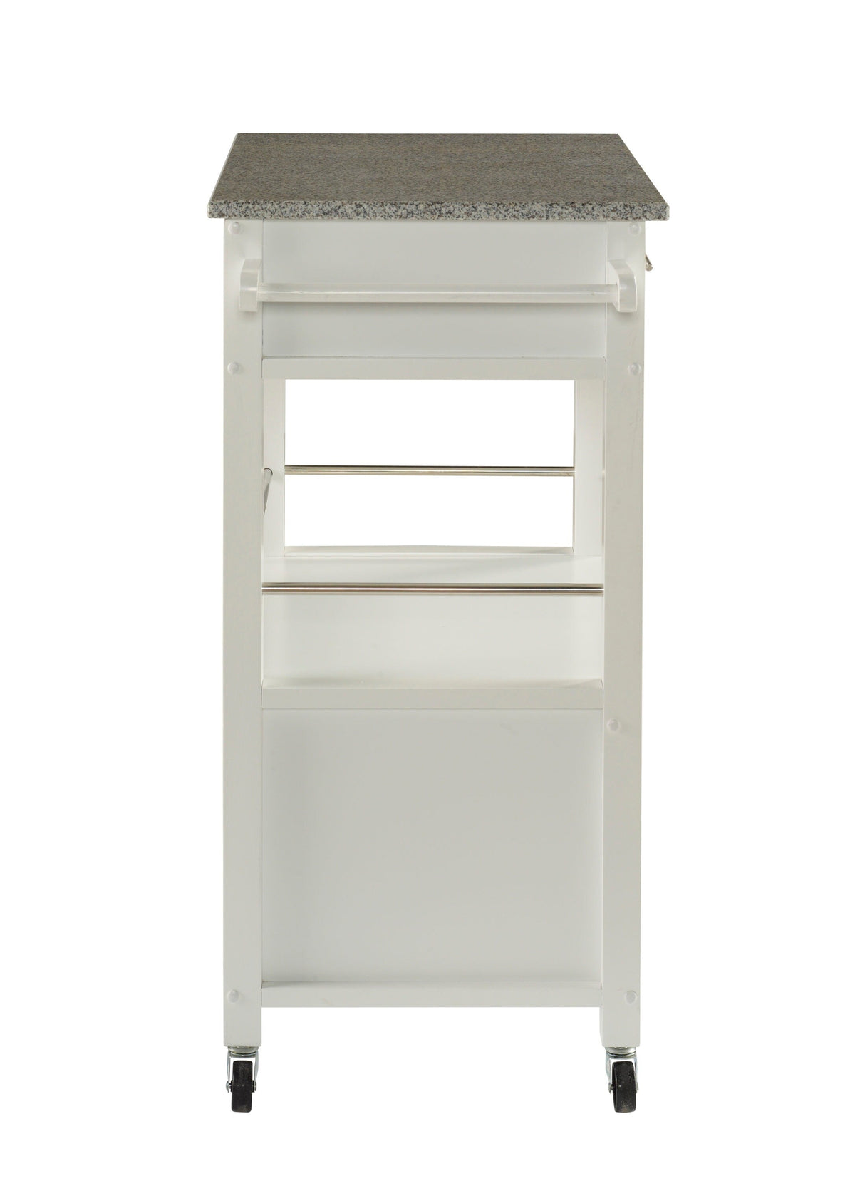 Linon White Wood Base with Mdf Granite Top Rolling Kitchen Cart (27-in x 18-in x 36-in)