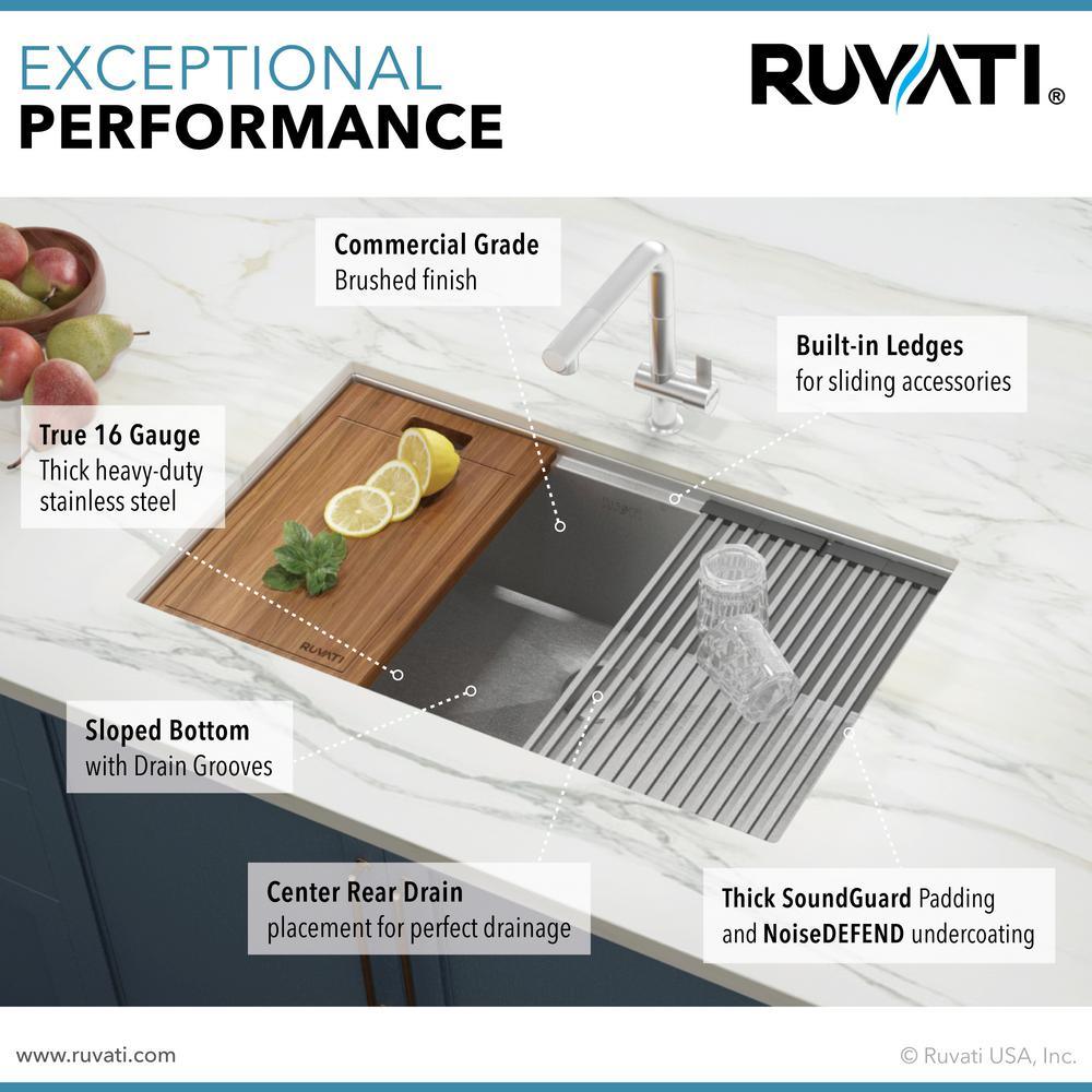 30 in. Single Bowl Undermount 16-Gauge Stainless Steel Ledge Kitchen Sink with Sliding Accessories - Super Arbor