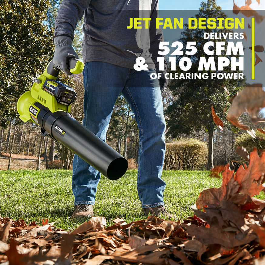 RYOBI 110 MPH 525 CFM 40-Volt Lithium-Ion Cordless Variable-Speed Jet Fan Leaf Blower (Tool-Only)