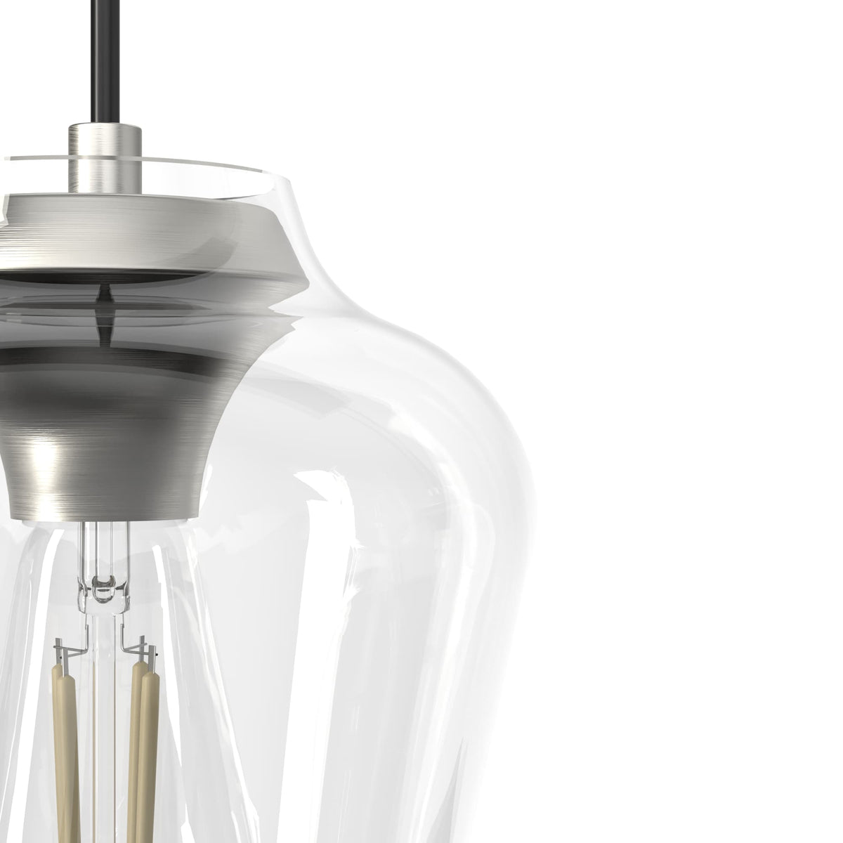 Hunter Vidria 3-Light Brushed Nickel Modern/Contemporary Clear Glass Linear LED Large Hanging