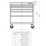 36 in. W 6-Drawer, Deep Tool Chest Cabinet in Gloss Black