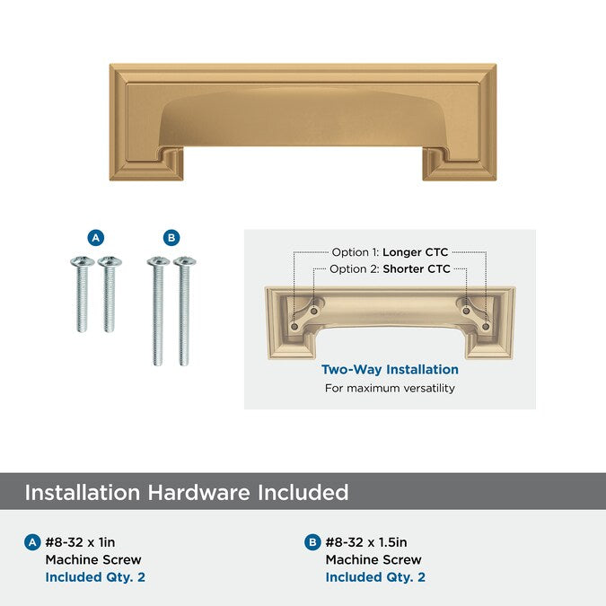 Amerock Appoint (128Mm or 160mm) Center to Center Dual Mount Rectangular Cup Drawer Pull