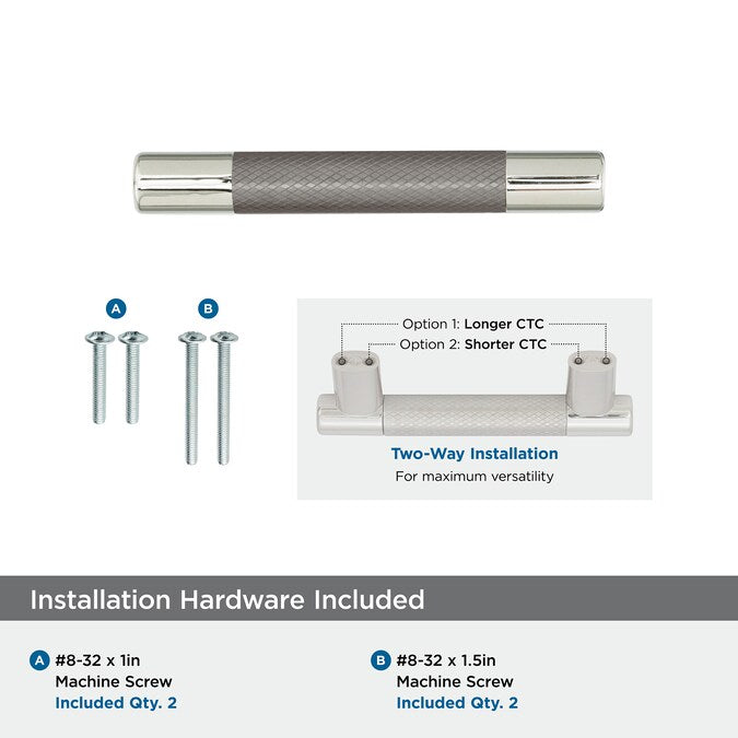 Amerock Esquire 3-in or 3-3/4-in (76Mm or 96mm) Center to Center Dual Mount Cylindrical Bar Drawer Pull