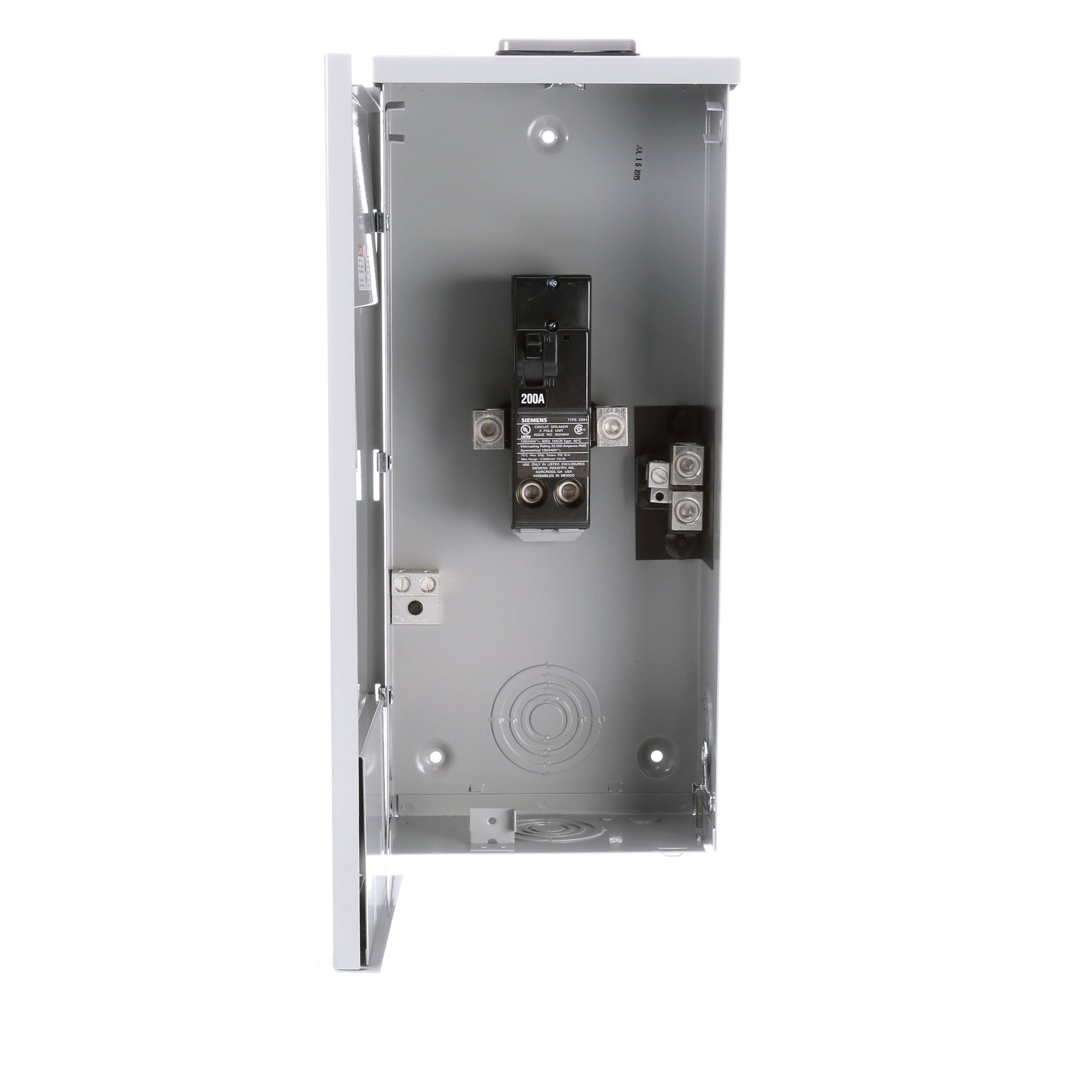 Siemens EQ 200-Amp 2-space load center - side view