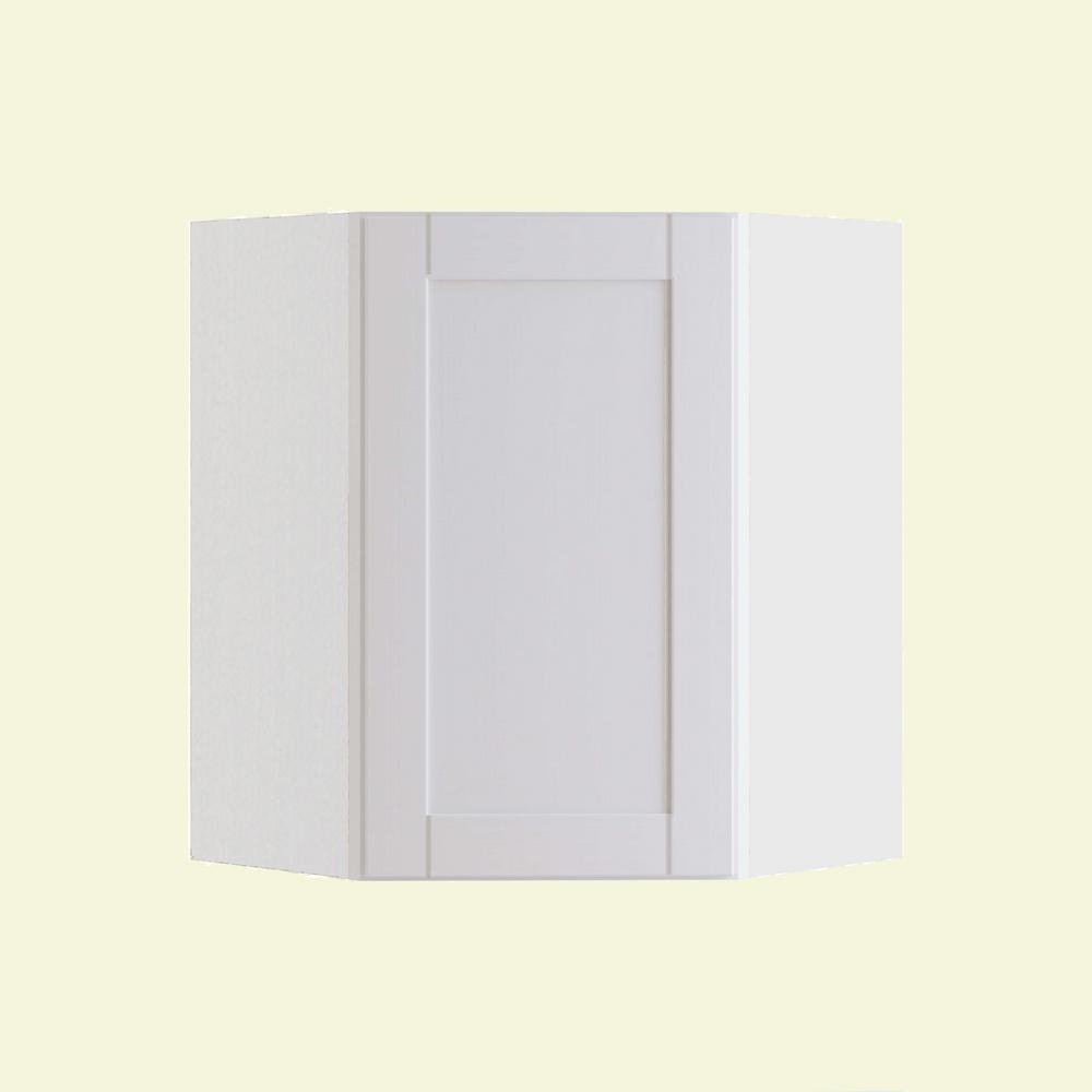 Vesper White Shaker Assembled Plywood 24 in. x 30 in. x 12 in. Wall Diagonal Corner Kitchen Cabinet with Soft Close - Super Arbor