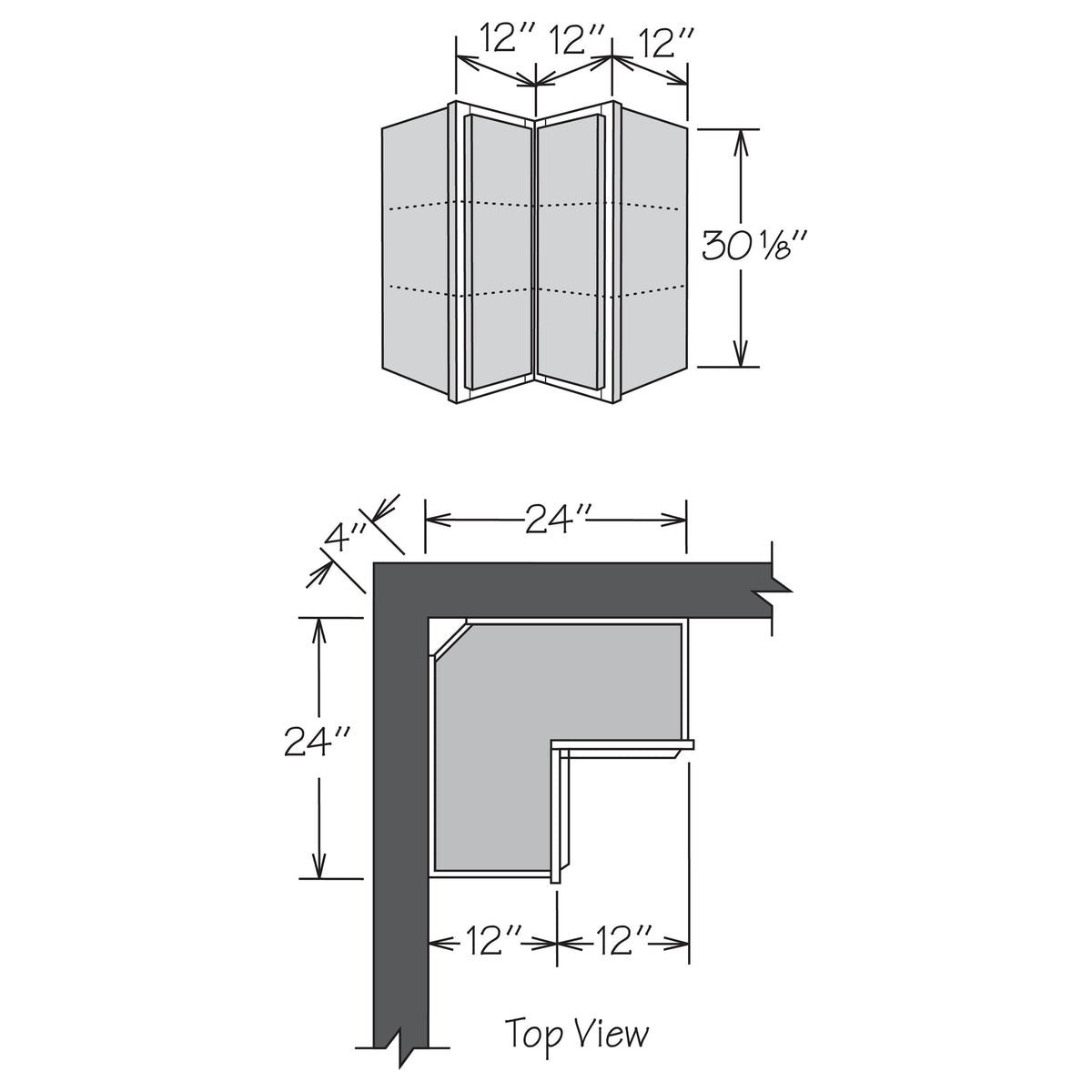 allen + roth Pattingham 24-in W x 30.125-in H x 23-in D Harbor Diagonal Corner Wall Fully Assembled Cabinet (Raised Panel Square Style)