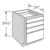 allen + roth Pattingham 18-in W x 34.5-in H x 24-in D Harbor 4-Drawer Base Fully Assembled Cabinet (Raised Panel Style)