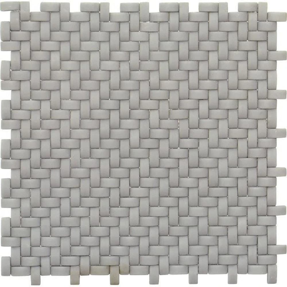 Apollo Tile (Sample) Alabaster Gray 4-in x 4-in Matte Marble Basketweave Patterned Wall Tile