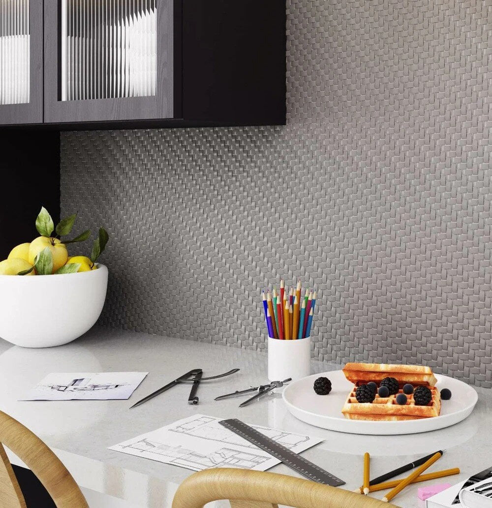 Apollo Tile (Sample) Alabaster Gray 4-in x 4-in Matte Marble Basketweave Patterned Wall Tile
