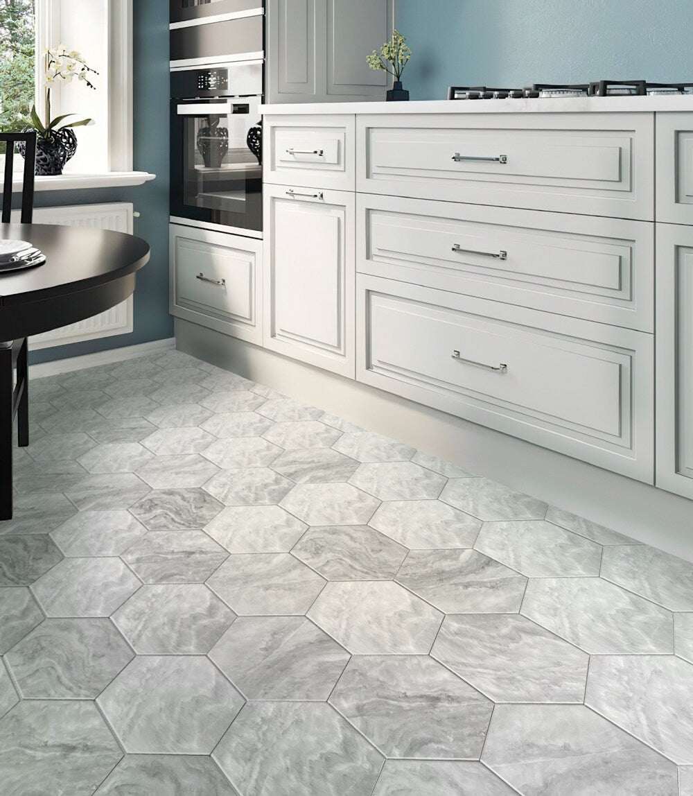 Apollo Tile Indigo Gray 10-in x 10-in Honed Natural Stone Marble Hexagon Marble Look Floor and Wall Tile (2.95-sq. ft/ Carton)