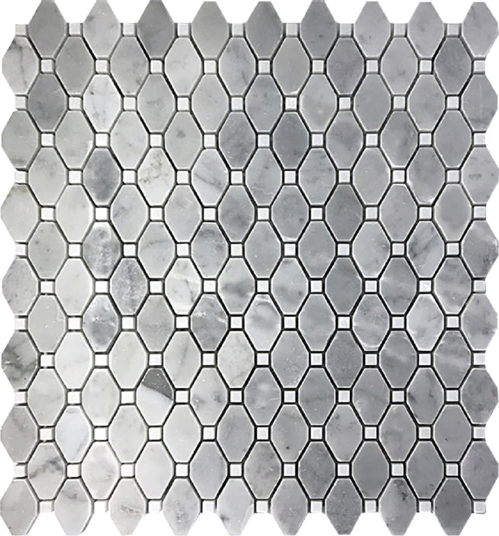 Apollo Tile Indigo Gray and White 12-in x 12-in Polished Natural Stone Marble Octagon Dot Patterned Floor and Wall Tile (5.08-sq. ft/ Carton)