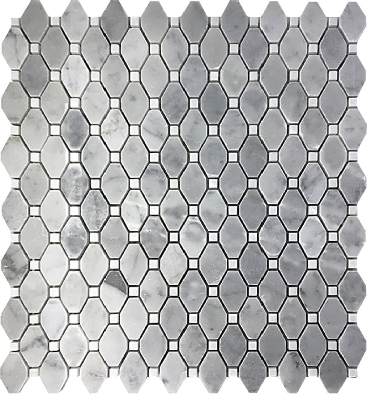 Apollo Tile Indigo Gray and White 12-in x 12-in Polished Natural Stone Marble Octagon Dot Patterned Floor and Wall Tile (5.08-sq. ft/ Carton)