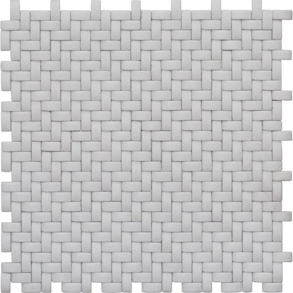 Apollo Tile Alabaster White 12-in x 12-in Matte Recycled glass Patterned Basketweave Mosaic Wall Tile product image