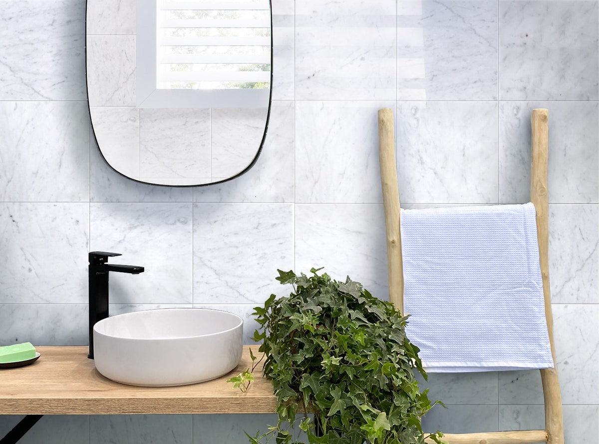 Apollo Tile (Sample) Wall White 4-in x 4-in Polished Marble Look Wall Tile