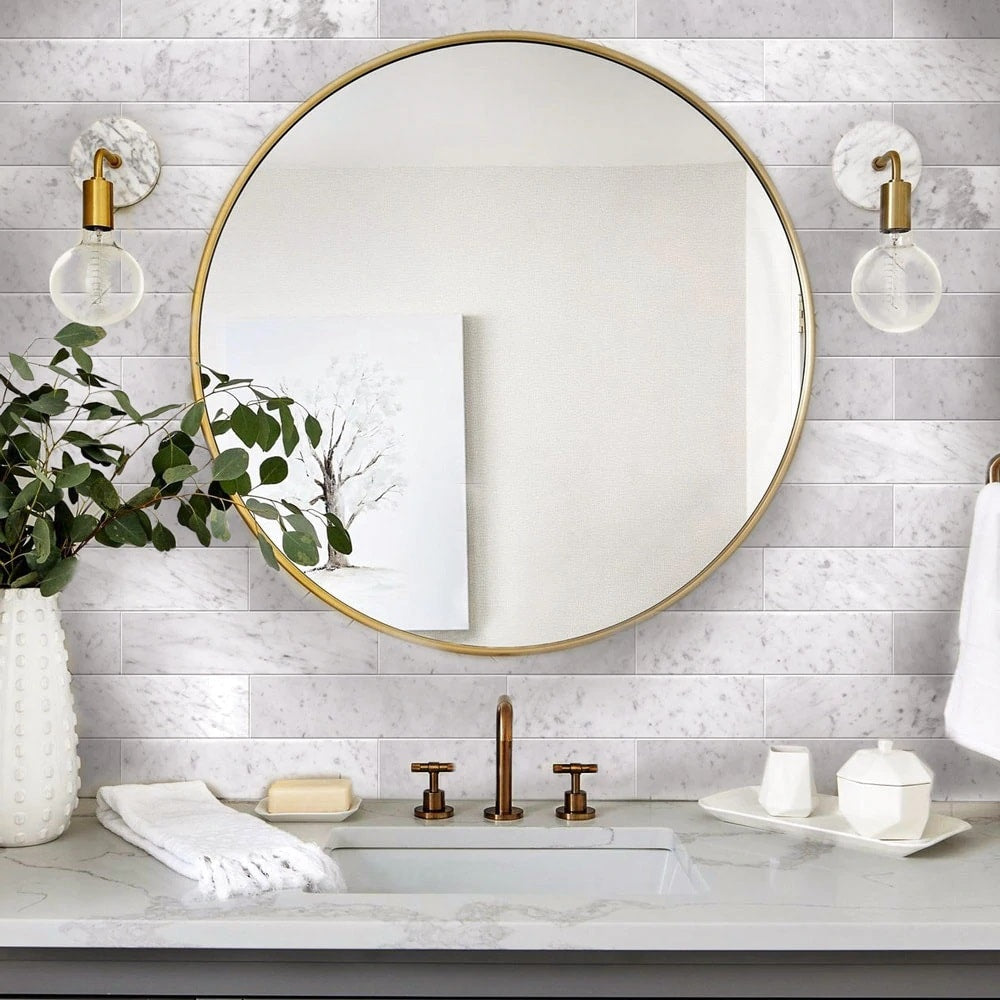 Apollo Tile (Sample) Wall Gray 4-in x 4-in Honed Marble Subway Wall Tile