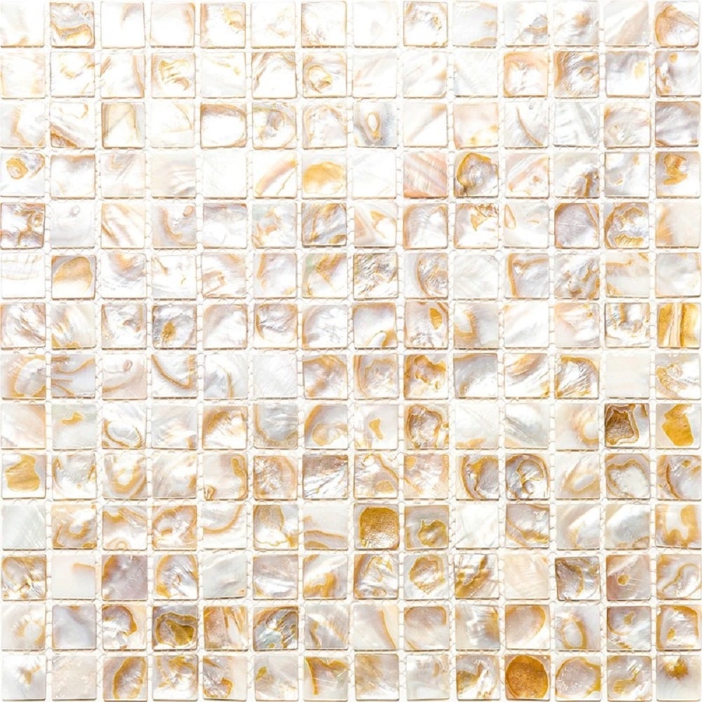 Apollo Tile (Sample) Wall Bright Beige Natural Shell 4-in x 4-in Polished Marble Uniform Squares Patterned Wall Tile