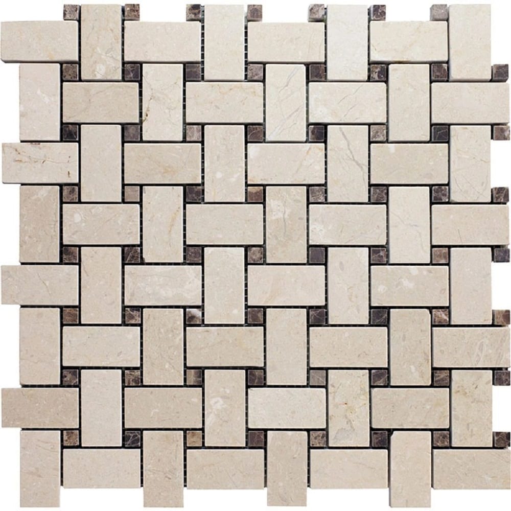 Apollo Tile Naples Beige 12-in x 12-in Polished Natural Stone Marble/Limestone Basketweave Patterned Floor and Wall Tile (5-sq. ft/ Carton)