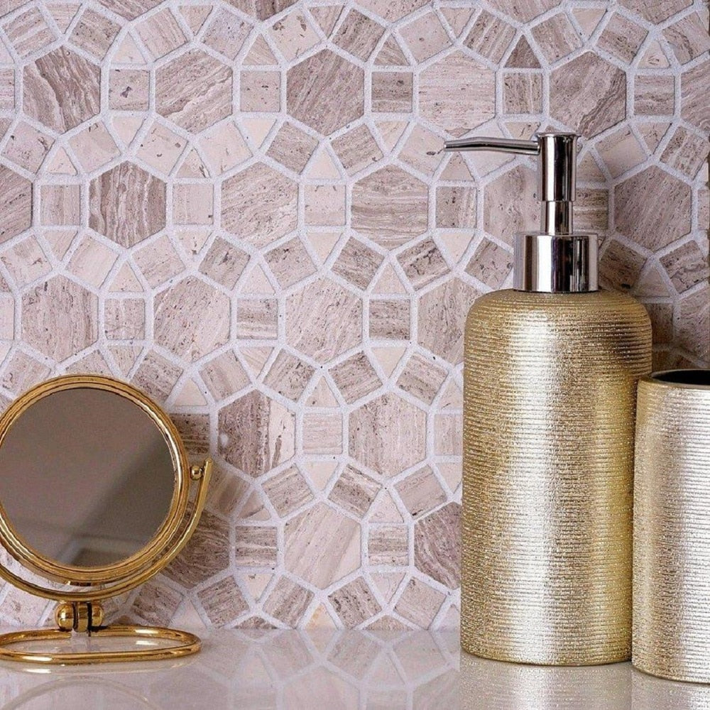 Apollo Tile (Sample) Floor and Wall Tile Beige 4-in x 4-in Polished Marble Pinwheel Patterned Floor and Wall Tile