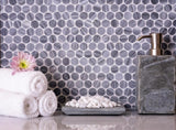 Apollo Tile (Sample) Floor and Wall Tile Gray 4-in x 4-in Polished Marble Penny Round Patterned Floor and Wall Tile