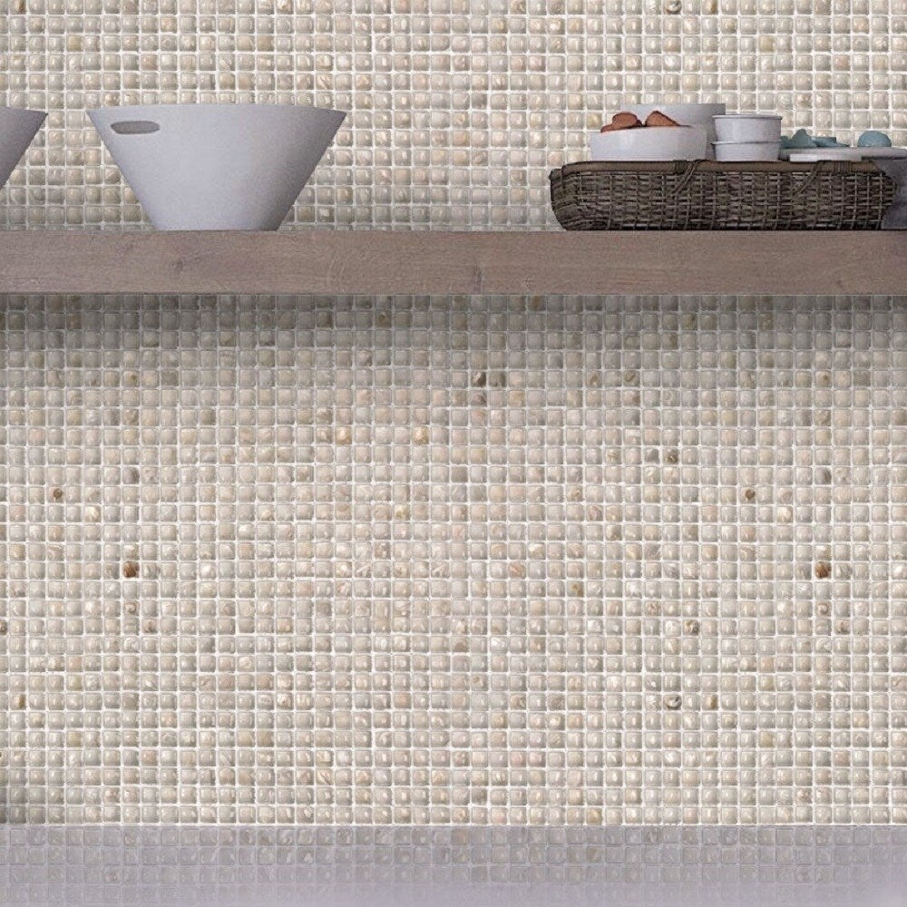 Apollo Tile (Sample) Wall Beige Natural Shell 4-in x 4-in Polished Marble Uniform Squares Patterned Wall Tile