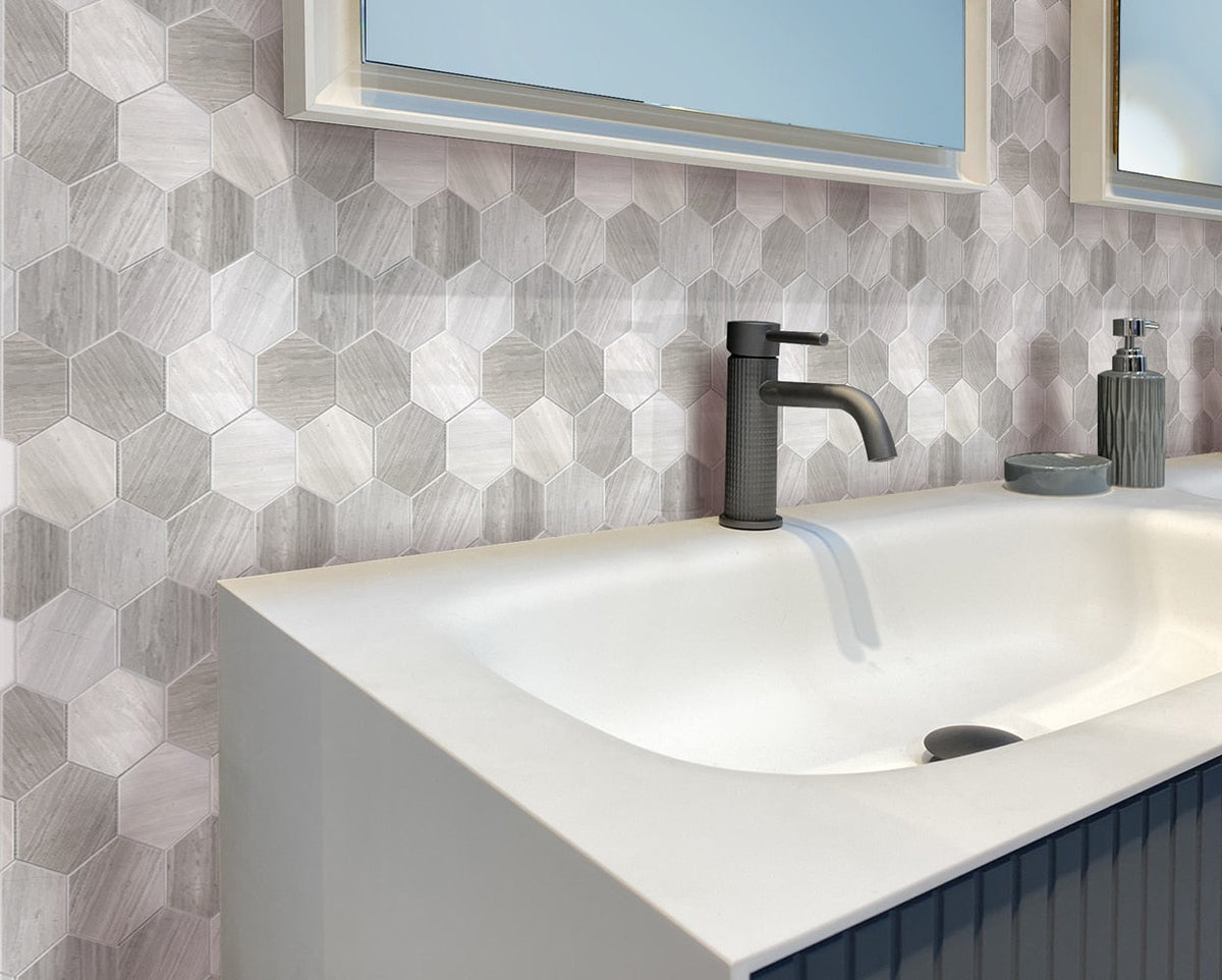 Apollo Tile (Sample) Floor and Wall Tile Beige 4-in x 4-in Polished Marble Honeycomb Patterned Floor and Wall Tile