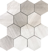 Apollo Tile Desert Hills Beige 12-in x 12-in Polished Natural Stone Marble Hexagon Patterned Floor and Wall Tile (4.86-sq. ft/ Carton)