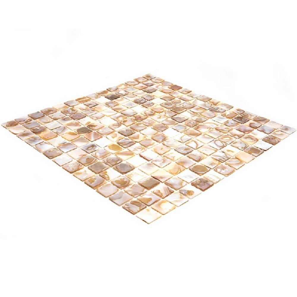 Apollo Tile (Sample) Wall Bright Beige Natural Shell 4-in x 4-in Polished Marble Uniform Squares Patterned Wall Tile