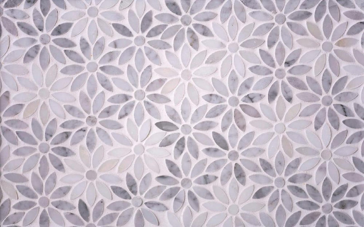 Apollo Tile (Sample) Floor and Wall Tile Gray and White 4-in x 4-in Polished Marble Mixed Pattern Patterned Floor and Wall Tile