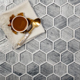 Apollo Tile (Sample) Wall Gray 4-in x 4-in Glossy Glass Honeycomb Patterned Wall Tile