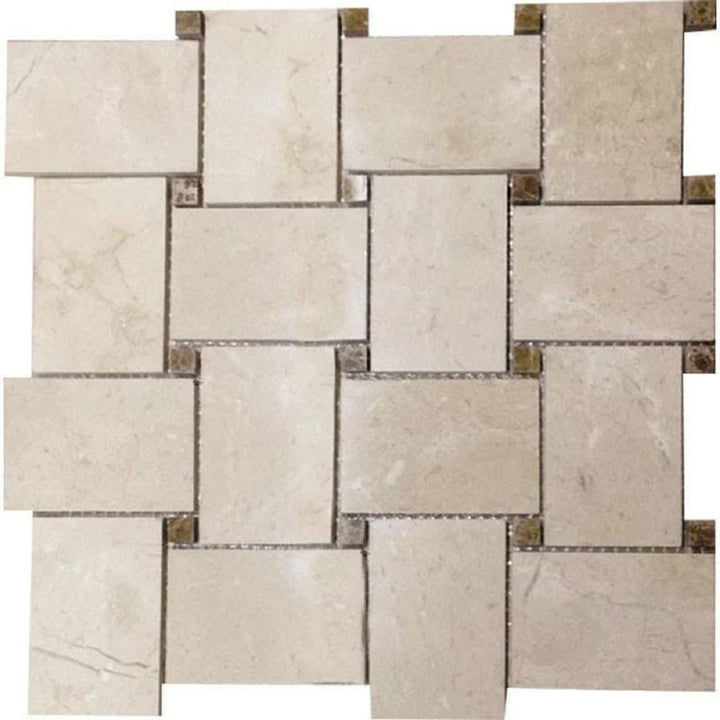 Apollo Tile Naples Beige 11-in x 11-in Polished Natural Stone Marble/Limestone Basketweave Patterned Floor and Wall Tile (4.2-sq. ft/ Carton)