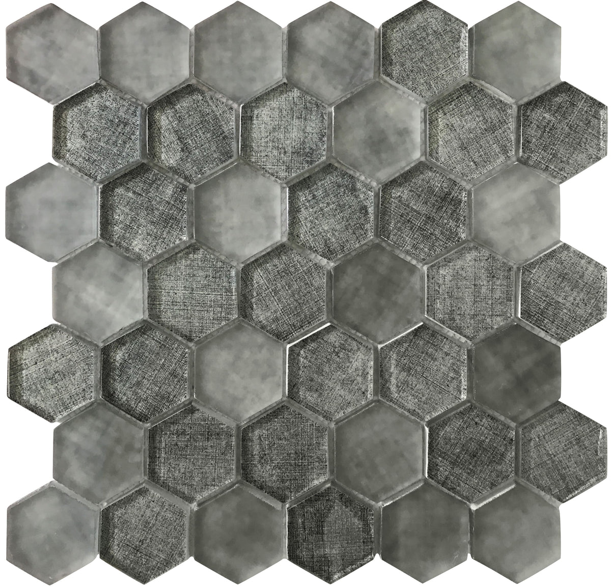 Apollo Tile (Sample) Wall Light Gray 4-in x 4-in Glossy Glass Honeycomb Patterned Wall Tile