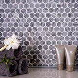 Apollo Tile Indigo Gray 11-in x 12-in Polished Natural Stone Marble Penny Round Patterned Floor and Wall Tile (4.82-sq. ft/ Carton)