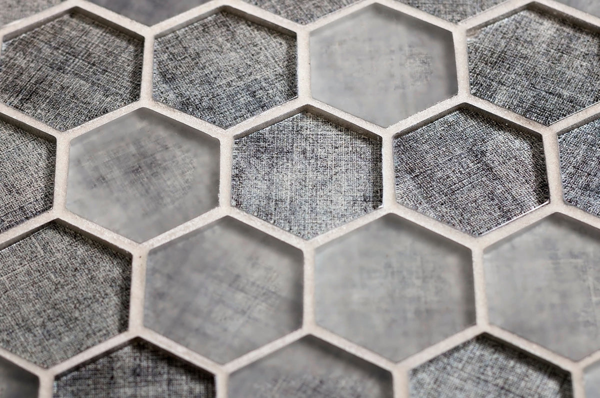 Apollo Tile (Sample) Wall Light Gray 4-in x 4-in Glossy Glass Honeycomb Patterned Wall Tile