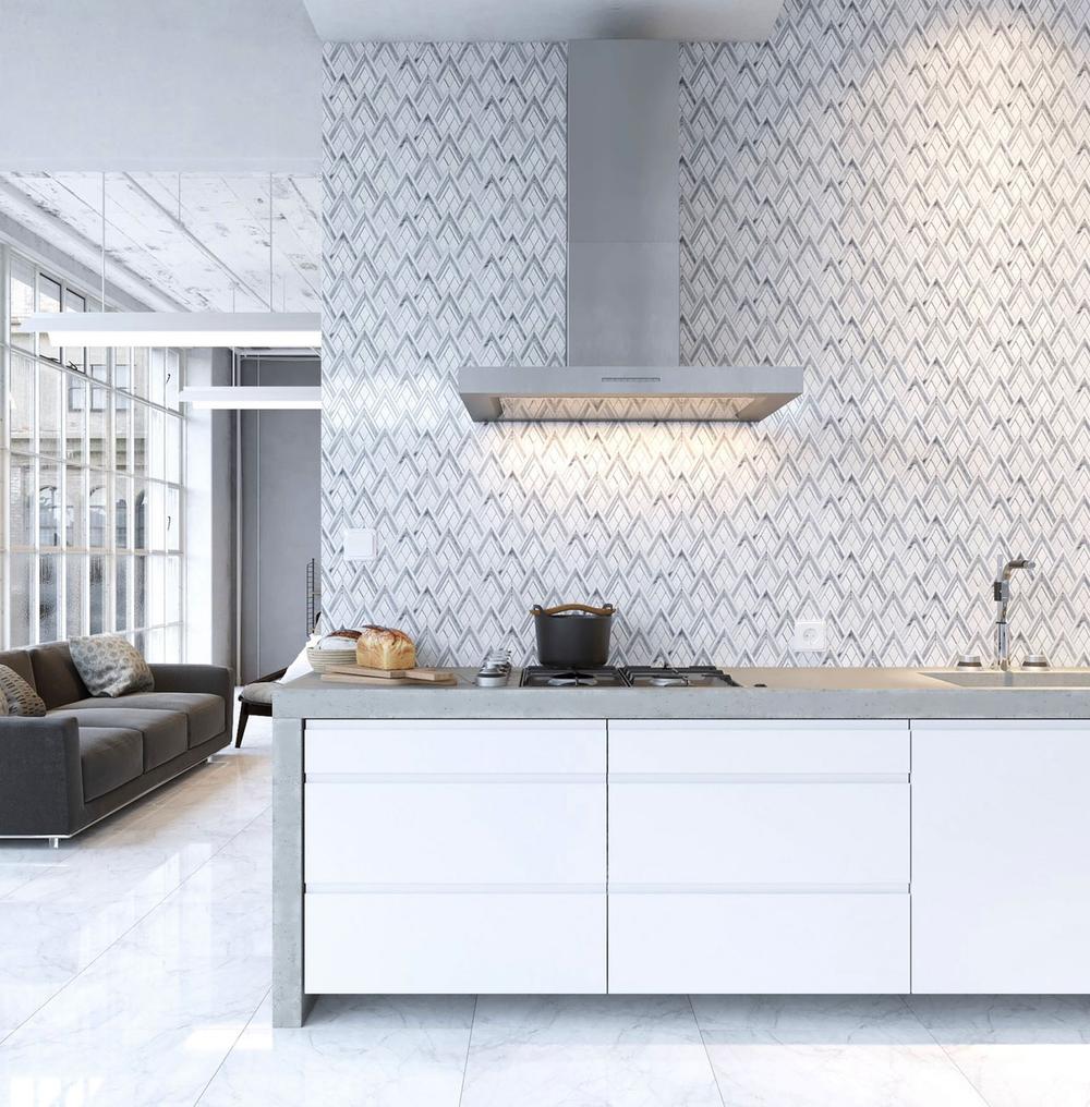 Apollo Tile Indigo White and Gray 9-in x 10-in Polished Natural Stone Marble Linear Patterned Floor and Wall Tile (2.99-sq. ft/ Carton)