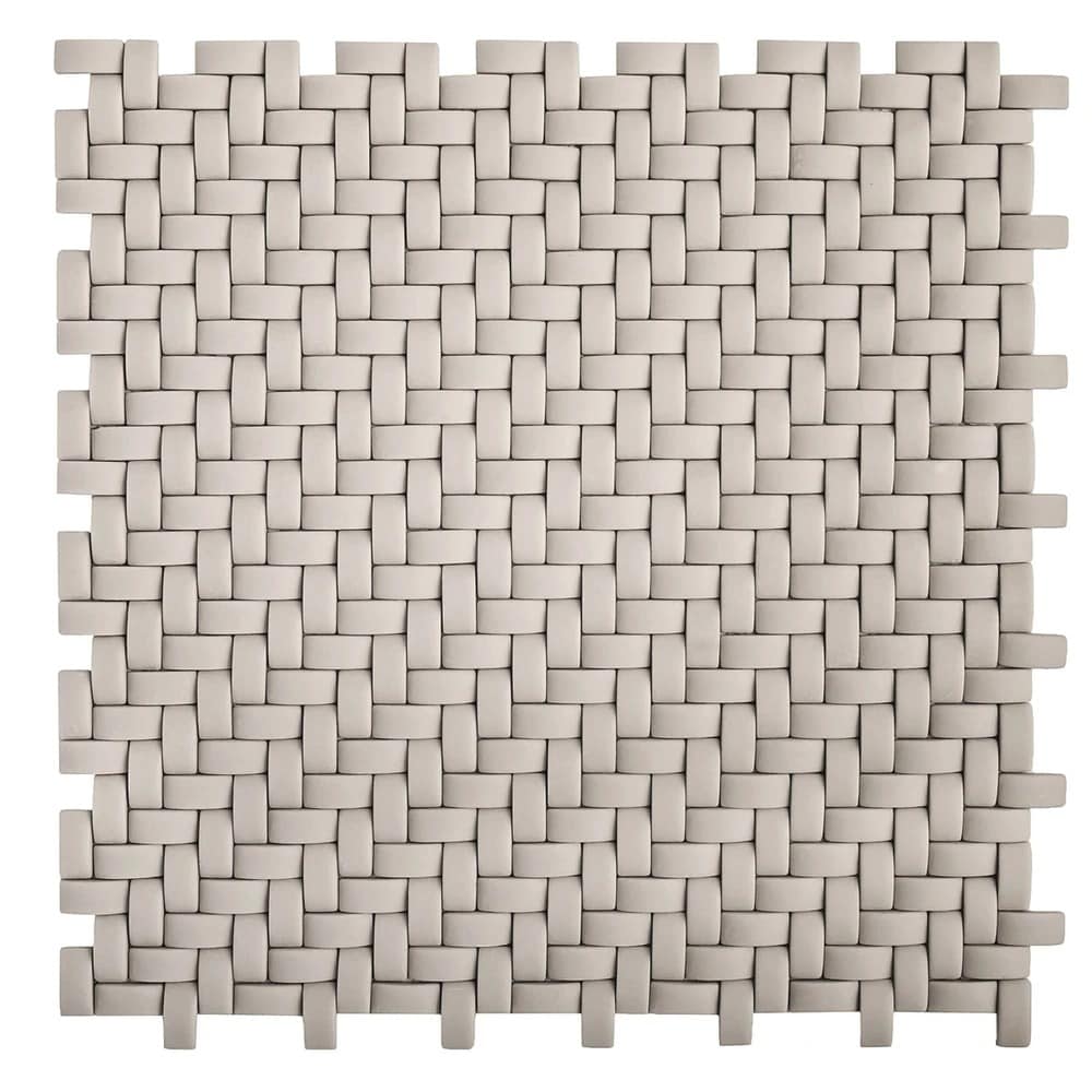 Apollo Tile Alabaster Cream 12-in x 12-in Matte Recycled Glass Basketweave Patterned Wall Tile (4.79-sq. ft/ Carton)
