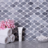 Apollo Tile Indigo Gray and White 12-in x 12-in Polished Natural Stone Marble Octagon Dot Patterned Floor and Wall Tile (5.08-sq. ft/ Carton)