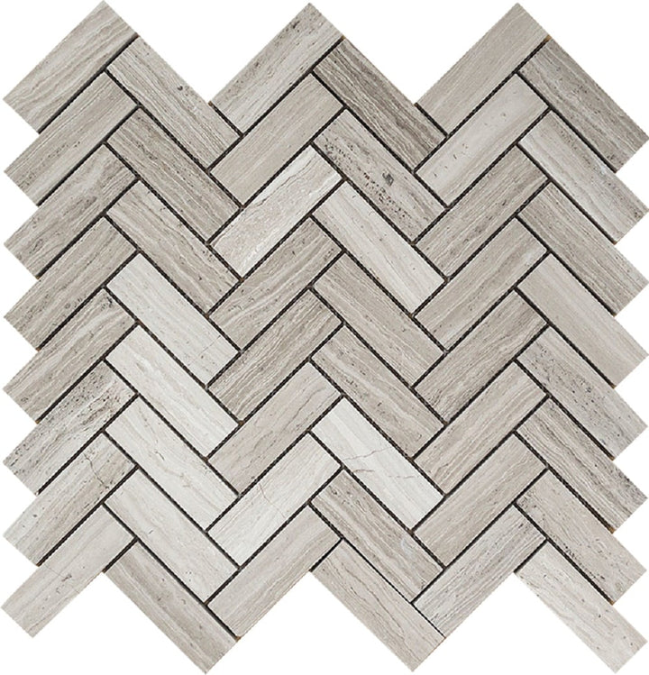 Apollo Tile (Sample) Floor and Wall Tile Wooden Gray 4-in x 4-in Polished Marble Herringbone Patterned Floor and Wall Tile