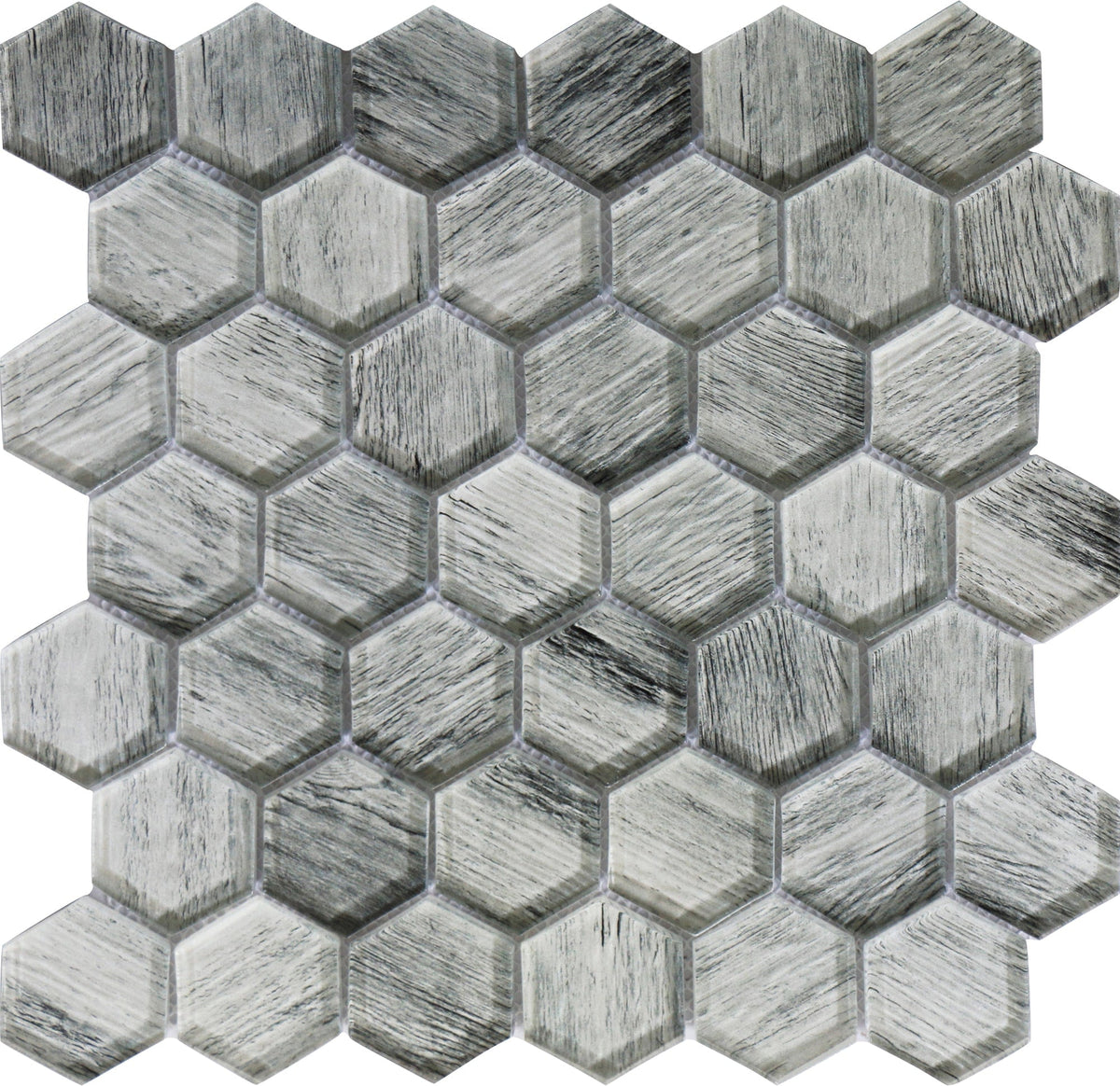 Apollo Tile (Sample) Wall Gray 4-in x 4-in Glossy Glass Honeycomb Patterned Wall Tile