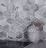 Apollo Tile (Sample) Wall Gray 4-in x 4-in Glossy Glass Honeycomb Patterned Wall Tile